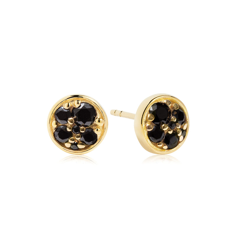 Novara Piccolo Gold Plated Earrings w. Black Zirconias