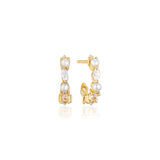 Adria Creolo Piccolo Gold Plated Hoops w. White Zirconias & Pearls