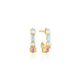 Adria Coloured Creolo Gold Plated Hoops w. White & Mixed colours Zirconia & Pearls