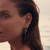 Adria Tre Pendolo Gold Plated Earrings w. White Zirconias & Pearl