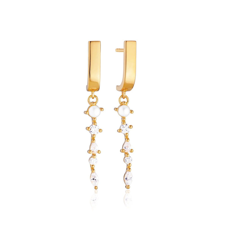 Adria Pendolo Gold Plated Earrings w. White Zirconias