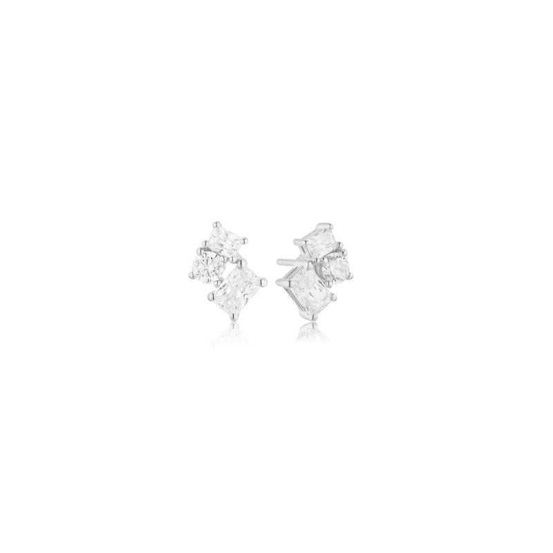 Ivrea Three Silver Studs w. Zirconias