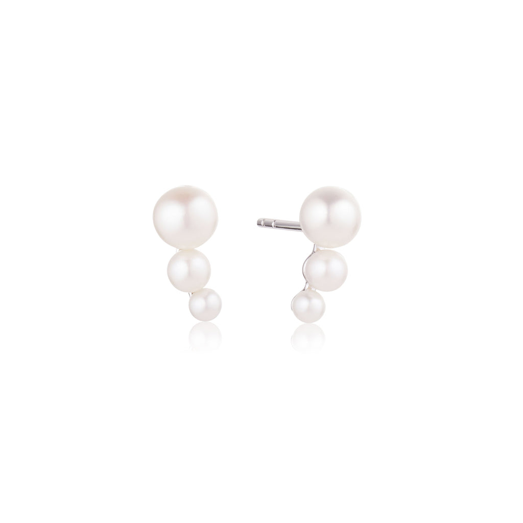 Ponza Three Silver Studs w. Pearls