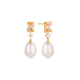 Galatina 18K Gold Plated Earrings w. Zirconias & Pearl
