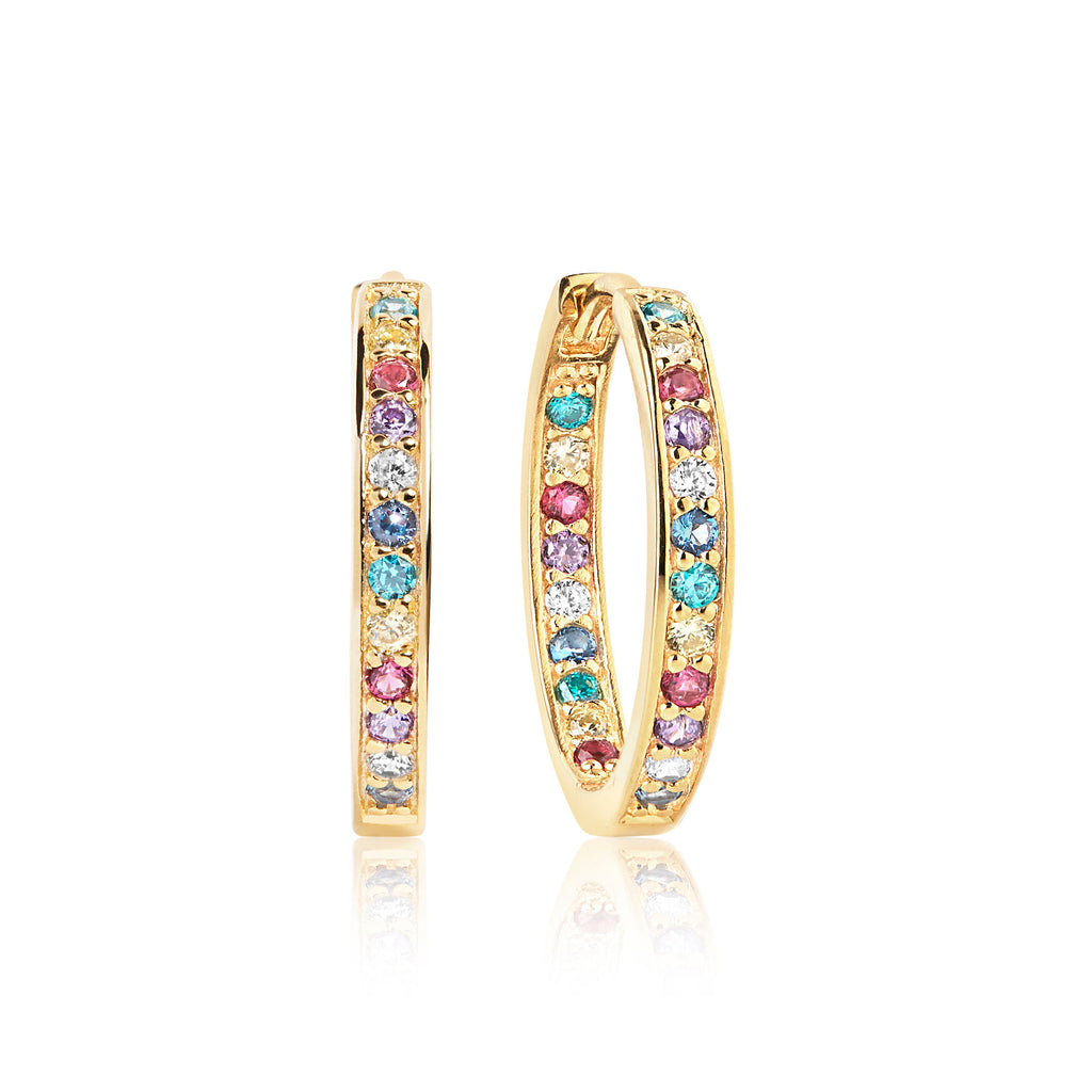 Corte Gold Plated Earrings w. Blue, White, Yellow, Purple & Pink Zirconias