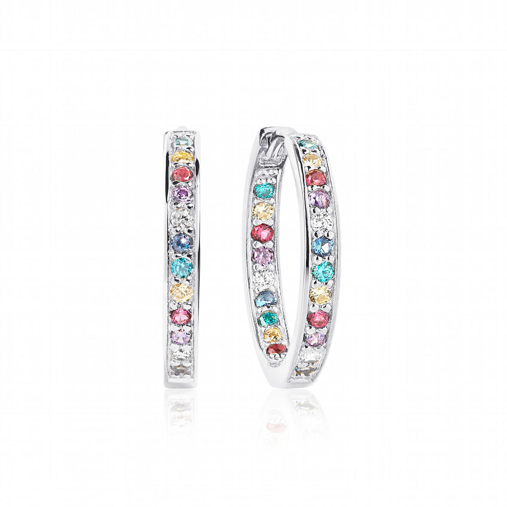 Corte Sølv Øreringe m. Blå, Hvide, Gule, Lilla & Pink Zirkoner