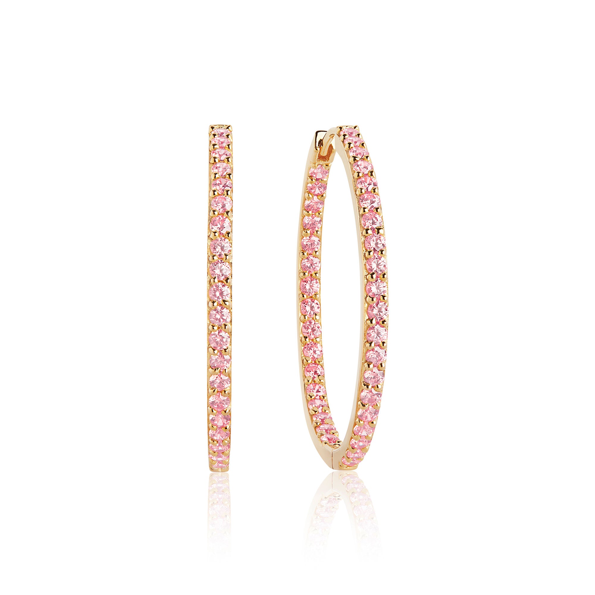 Valiano Gold Plated Hoops w. Pink Zirconias