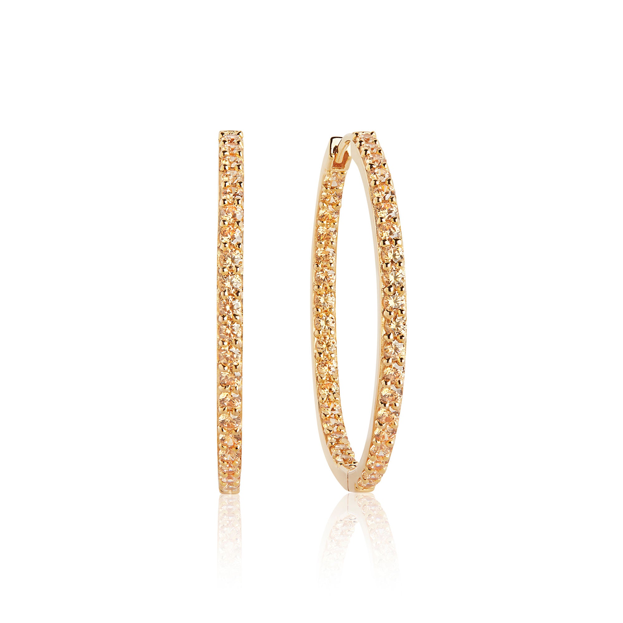 Valiano Gold Plated Hoops w. Yellow Zirconias