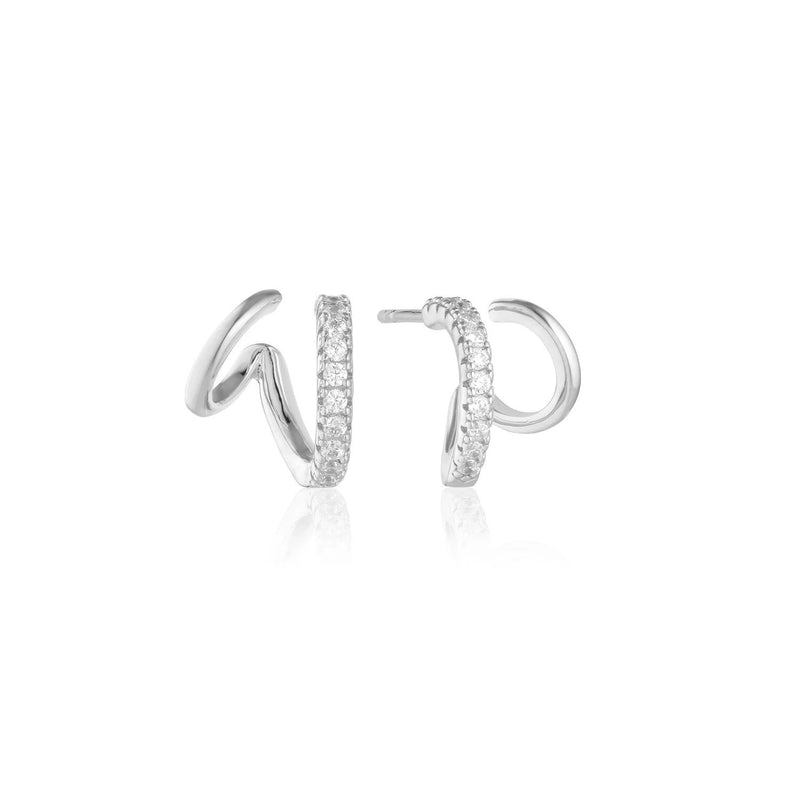 Ellera Due Piccolo Silver Hoops w. White Zirconias