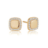 Follina Quadrato Gold Plated Earrings w. White Zirconias