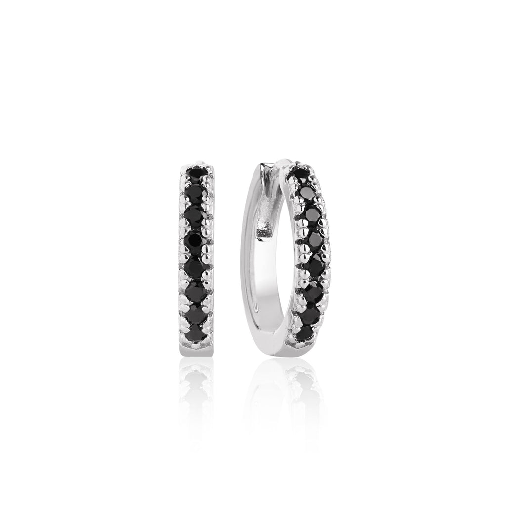 Ellera Medio Silver Earrings w. Black Zirconias