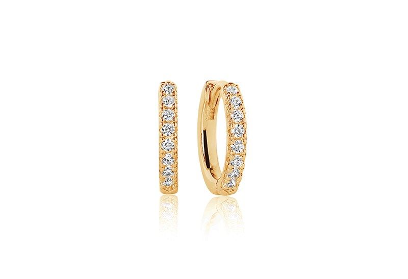 Ellera small Gold Plated Hoops w. White Zirconias
