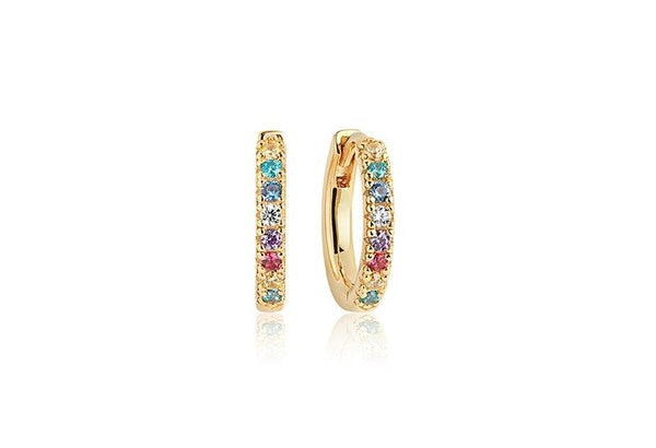 Ellera small Gold Plated Hoops w. Yellow, Pink, Blue, Green, Purple & Red Zirconias