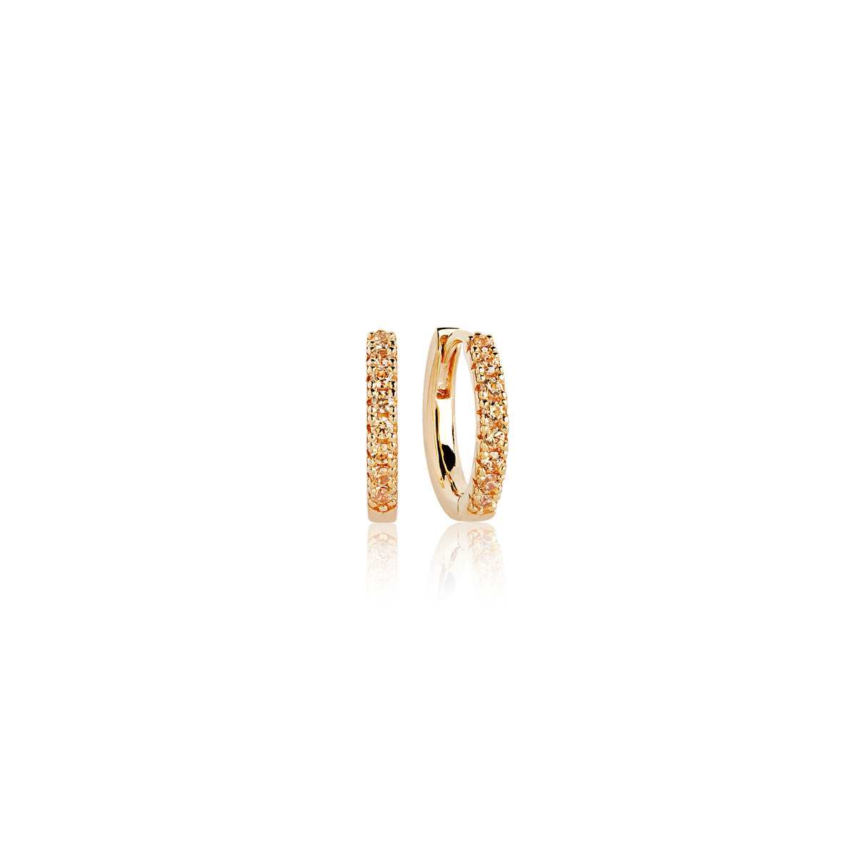 Ellera Gold Plated Hoops w. Yellow Zirconias 14 mm.