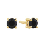 Princess Piccolo Gold Plated Earrings w. Black Zirconias