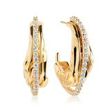 Vulcanello Grande Gold Plated Earrings w. White Zirconias