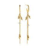 Vulcanello Double Chain Gold Plated Earrings w. White Zirconias