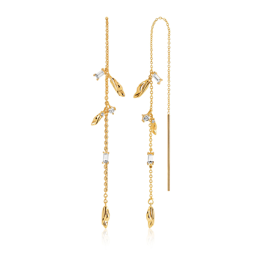 Vulcanello Chain Forgyldt Øreringe m. Hvide Zirkoner