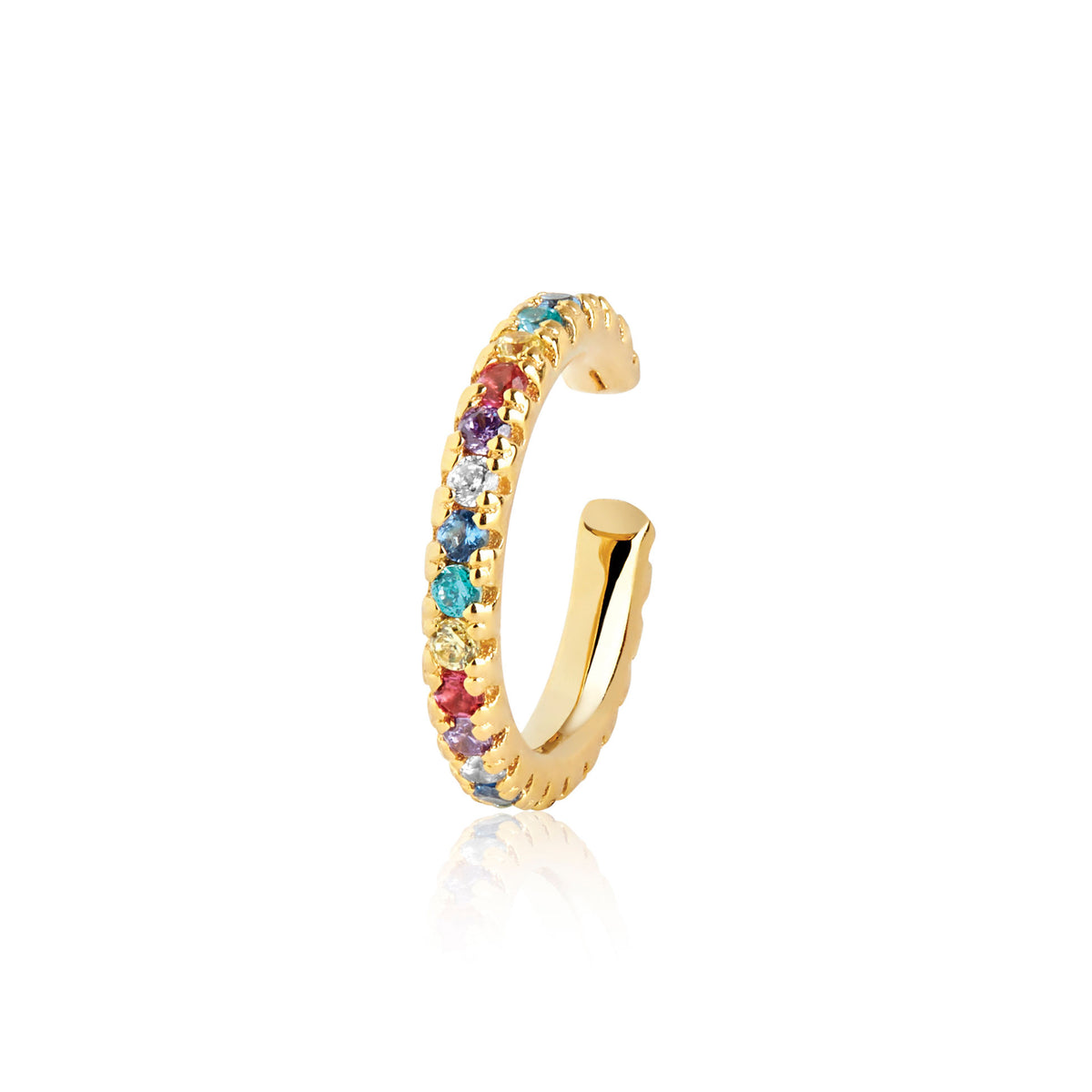 Ellera Medio Gold Plated Ear Cuffs w. Mixed colours Zirconia