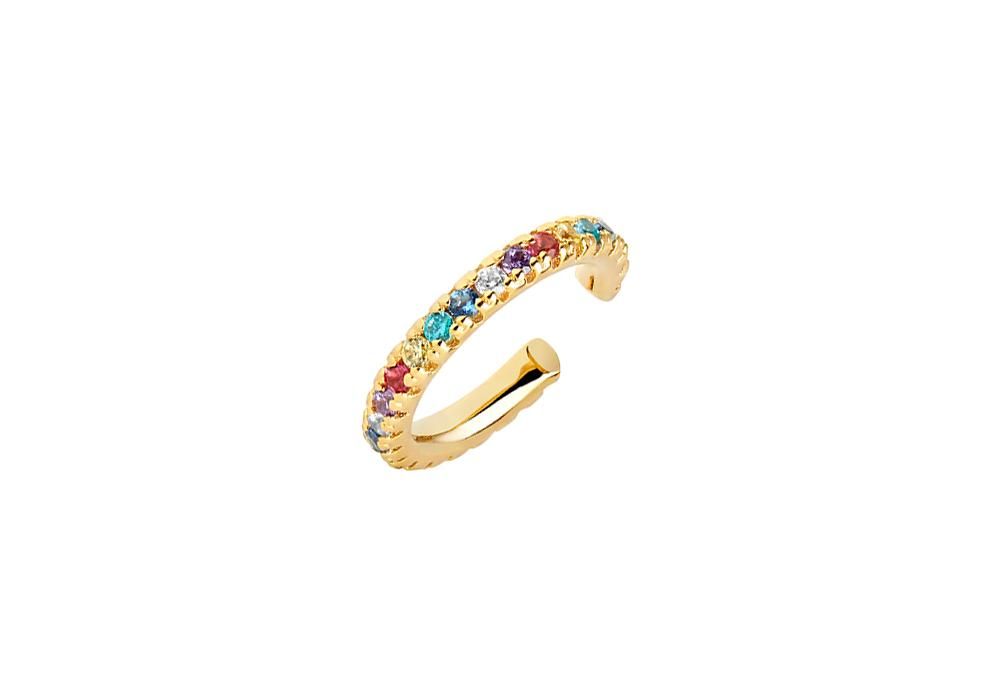 Ellera Medio Gold Plated Ear Cuffs w. Mixed colours Zirconia