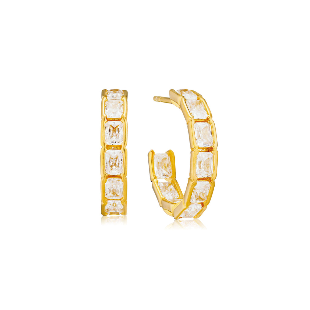 Roccanova Circolo 18K Gold Plated Hoops w. Zirconias