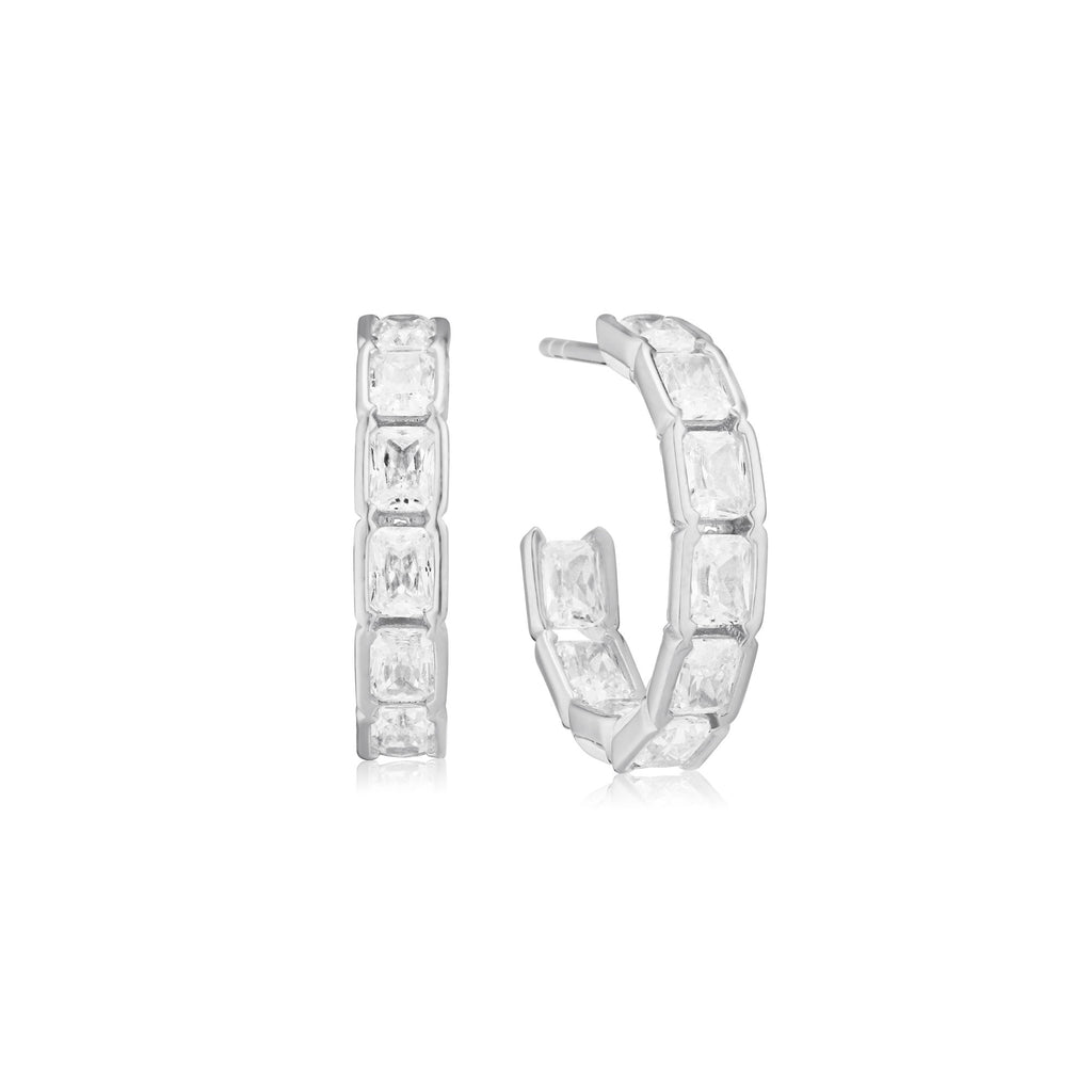 Roccanova Circolo Silver Hoops w. Zirconias