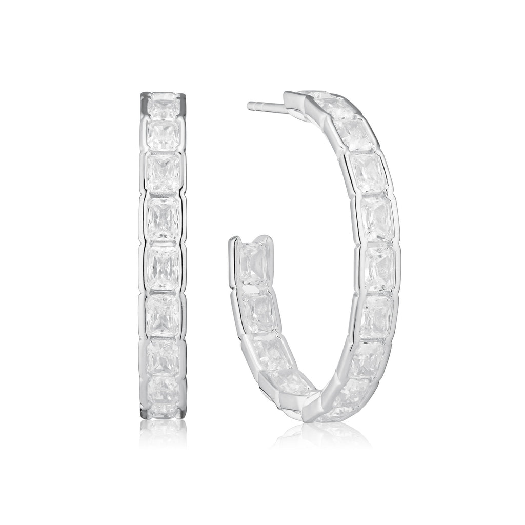 Roccanova Circolo Grande Silver Hoops w. Zirconias