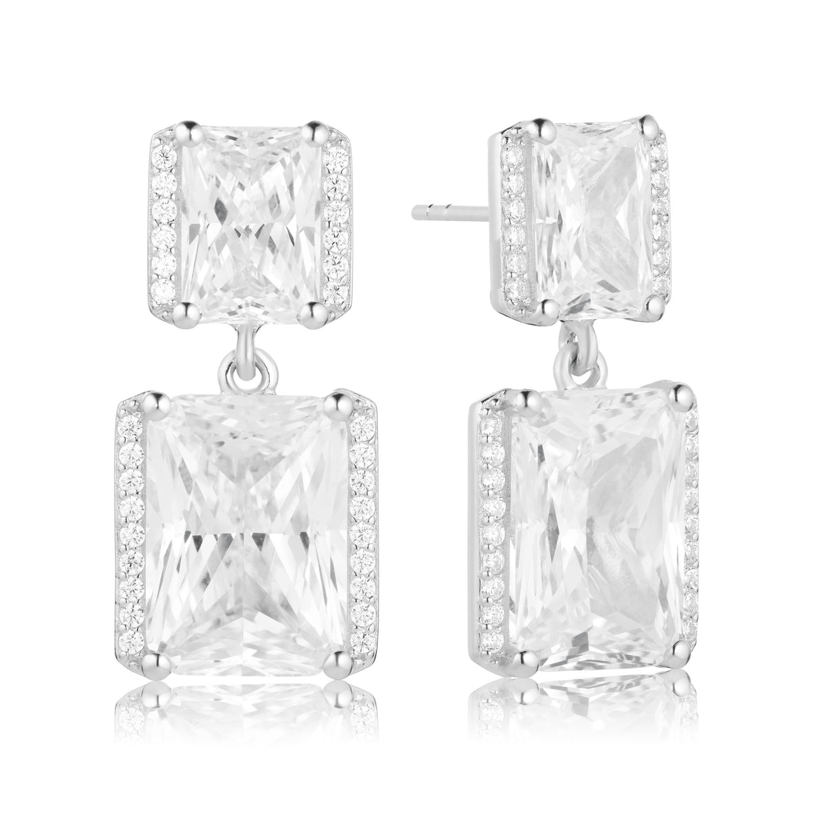 Roccanova Grande Silver Earrings w. Zirconias