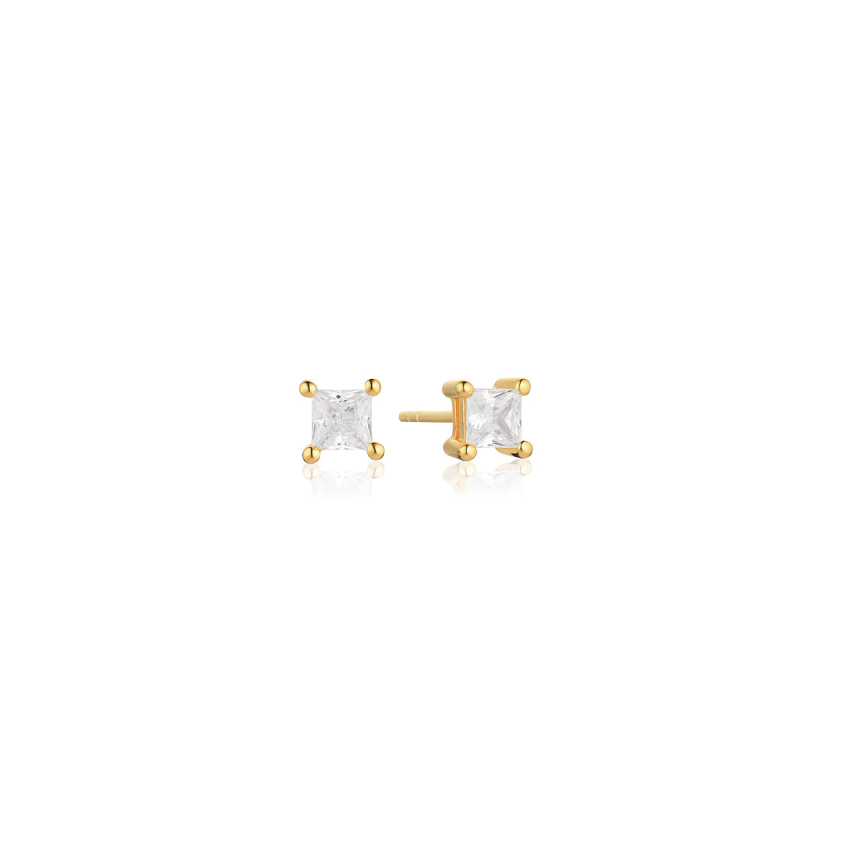 Ellera 18K Gold Plated Studs w. White Zirconia