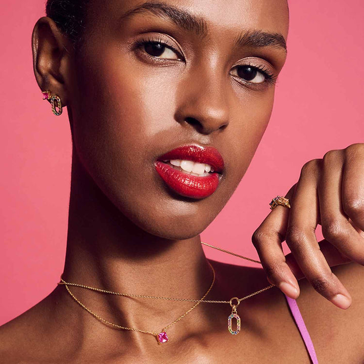 Ellera Ohrstecker goldplattiert 18K I Rosa Zirkon