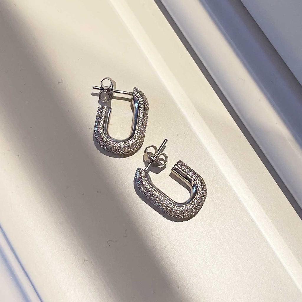 Capri Piccolo Silver Earrings w. White Zirconias