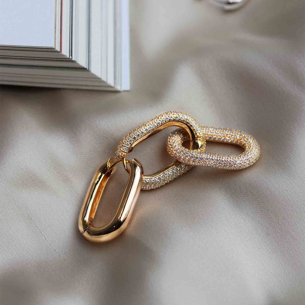 Capri Medio Gold Plated Earrings w. White Zirconias