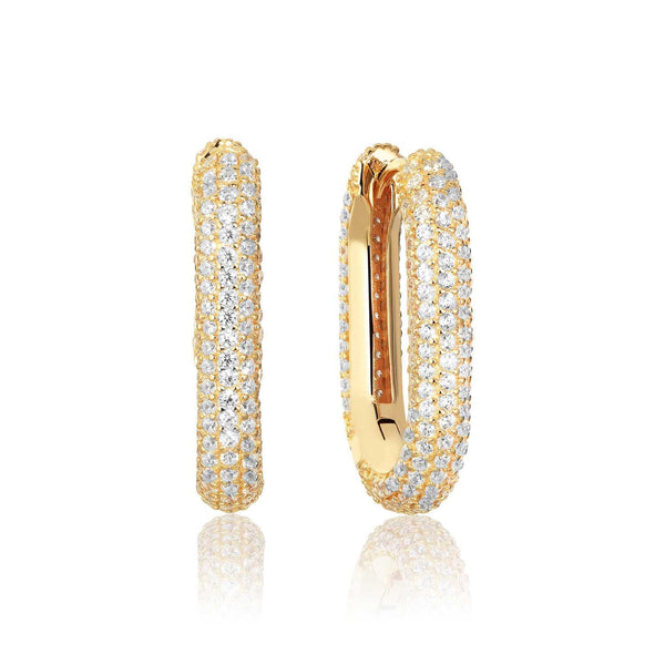 Capri Medio Gold Plated Earrings w. White Zirconias