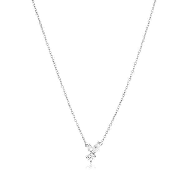 Adria Tre Piccolo Halskette aus Silber I Weißer Zirkon & Perle