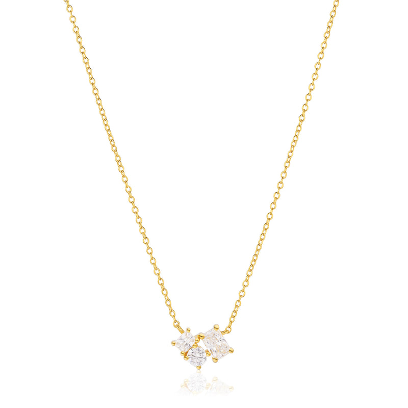 Ivrea Three 18K Gold Plated Necklace w. Zirconias