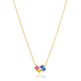 Ivrea Three 18K Gold Plated Necklace w. Mixed Colors Zirconias