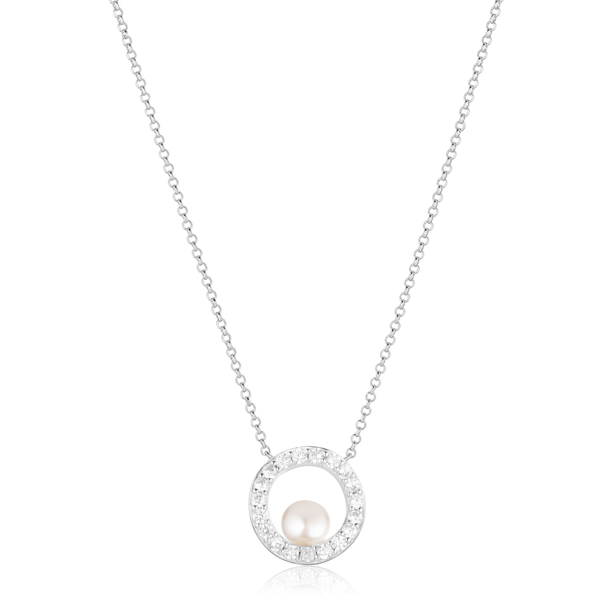 Ponza Circolo Silver Necklace w. Zirconias