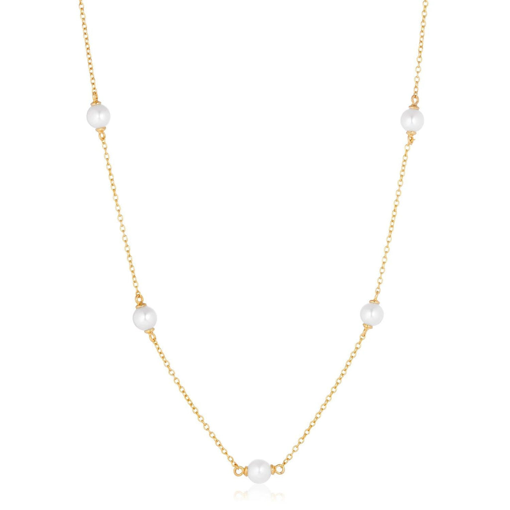 Padua Cinque Gold Plated Necklace w. White Pearls