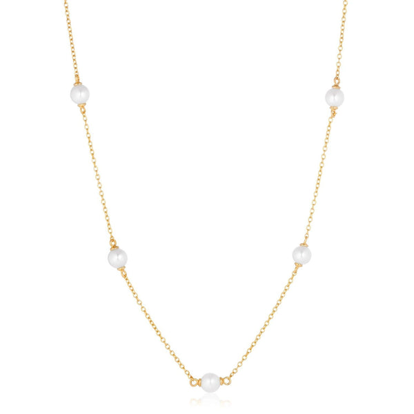 Padua Cinque Gold Plated Necklace w. White Pearls