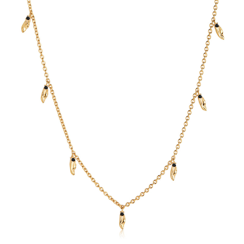 Vulcanello Gold Plated Necklace w. Black Zirconias