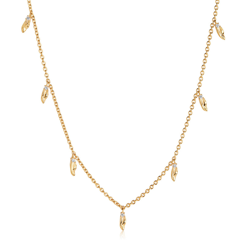 Vulcanello Gold Plated Necklace w. White Zirconias