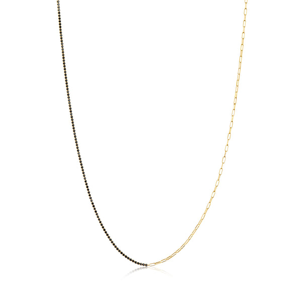 Ellera Gold Plated Necklace w. Black Zirconias