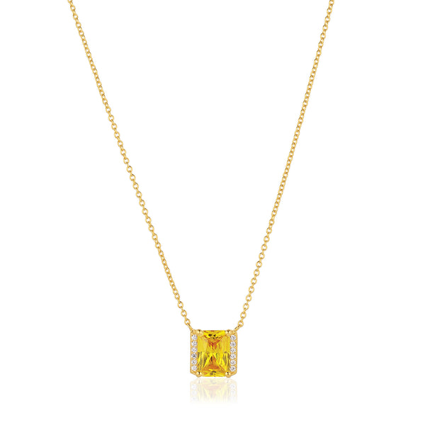 Roccanova X-Grande 18K Gold Plated Necklace w. Yellow & White Zirconias