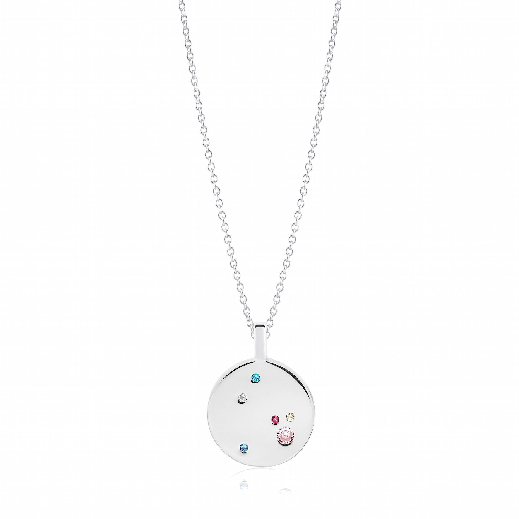 Valiano Silver Necklace w. Blue, White, Yellow, Purple & Pink Zirconias