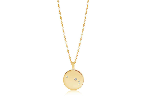 Zodiaco Aries Gold Plated Necklace w. White Zirconias