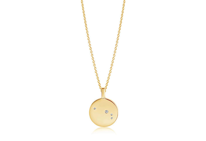 Zodiaco Aries Gold Plated Necklace w. White Zirconias