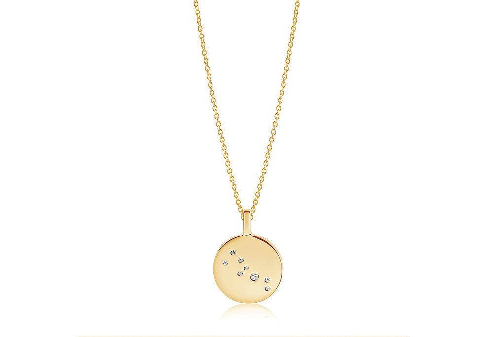 Zodiaco Taurus Gold Plated Necklace w. White Zirconias