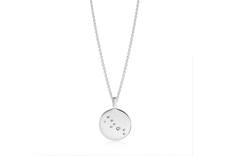 Zodiaco Taurus Silver Necklace w. White Zirconias