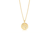 Zodiaco Gemini Gold Plated Necklace w. White Zirconias