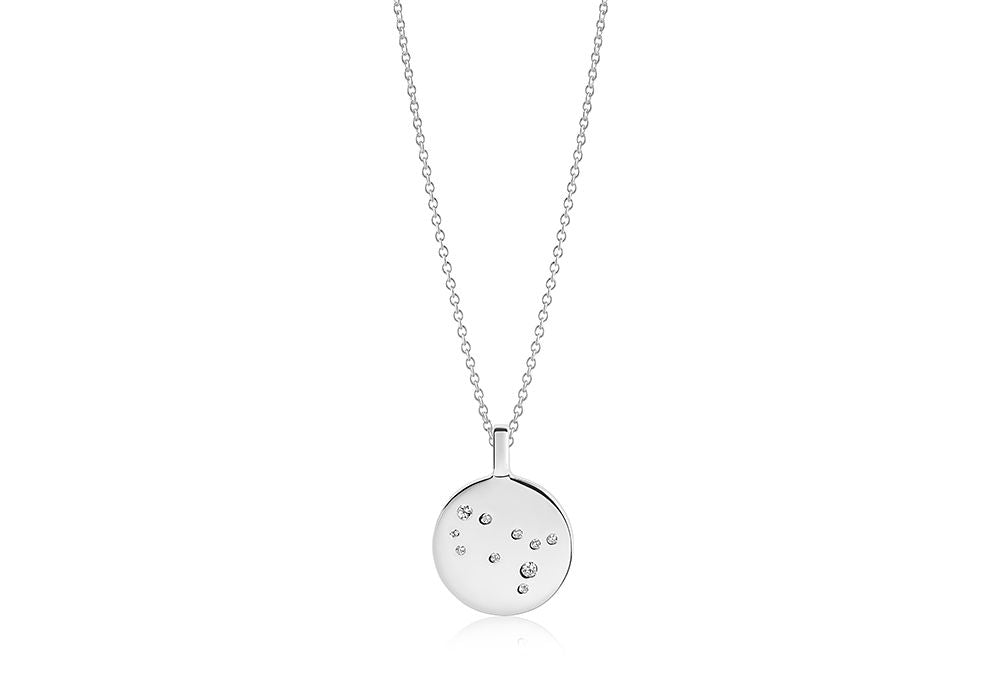 Zodiaco Gemini Silver Necklace w. White Zirconias